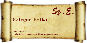 Szinger Erika névjegykártya